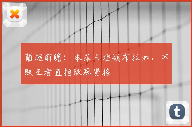 葡超前瞻：本菲卡迎战布拉加，不败王者直指欧冠资格